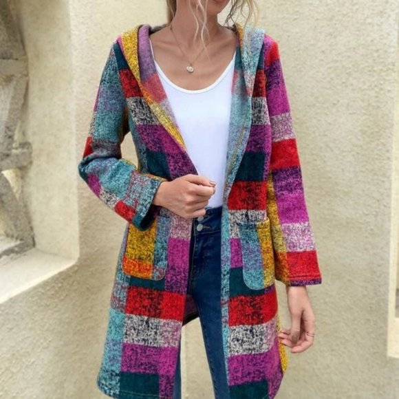 MODA ME COUTURE Jackets & Blazers - Multi ColorBlock Pocket Hooded Coat Jacket